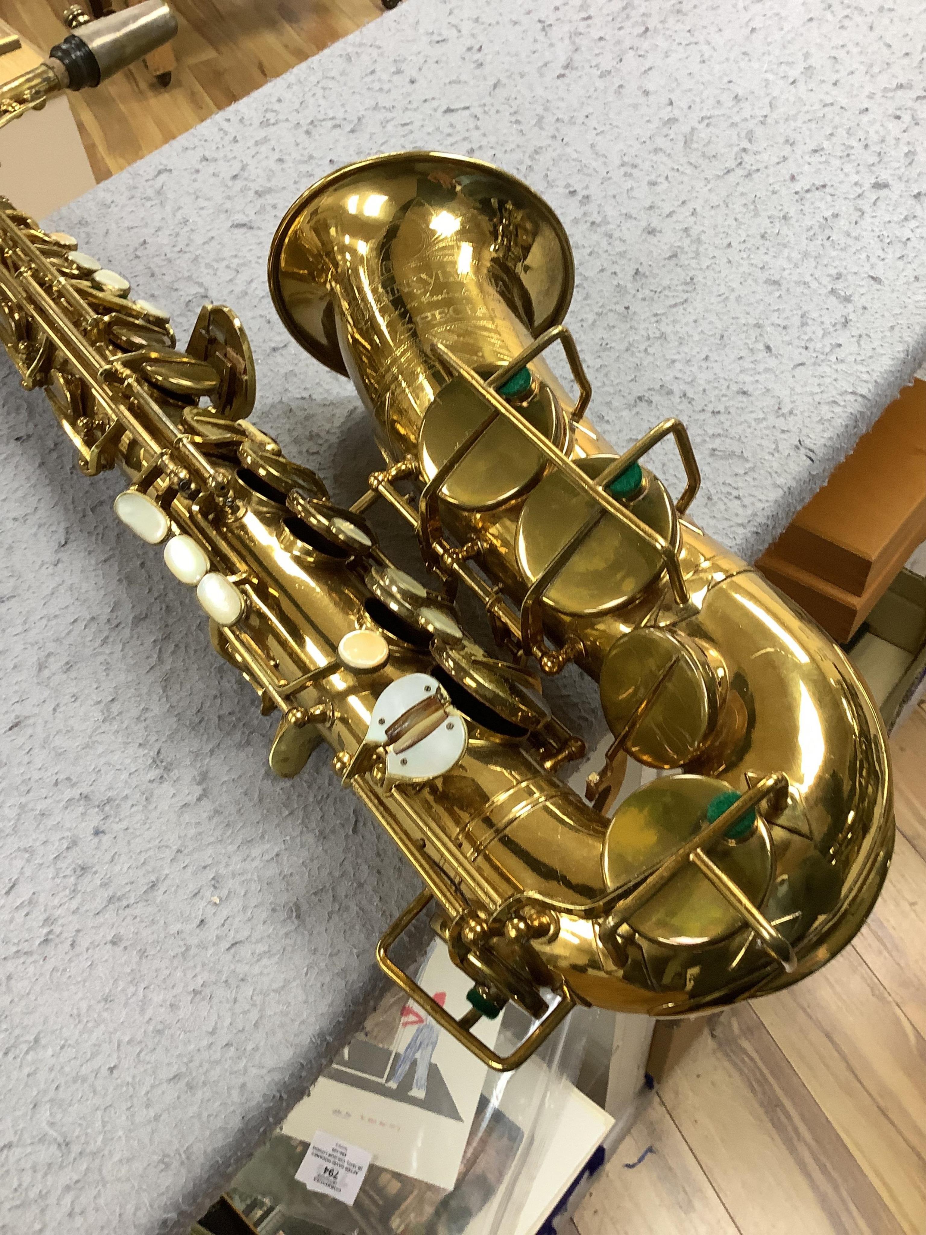 A cased Pennsylvania Special alto saxophone (pads are understood to have been replaced). Condition - fair to good.